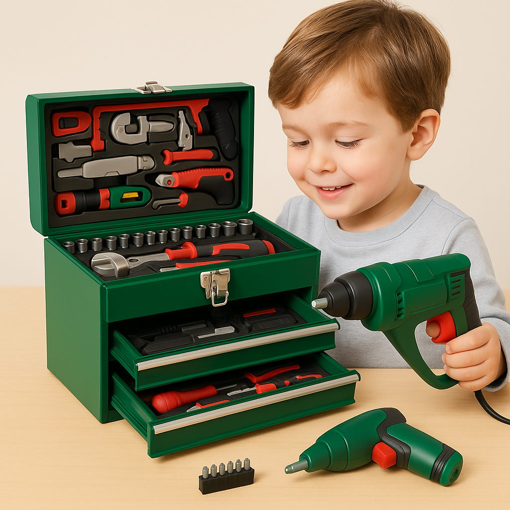 Cassetta degli attrezzi con avvitatore a batteria