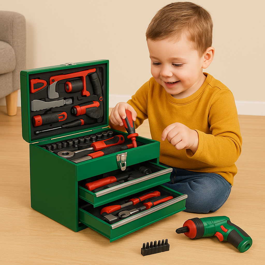 Cassetta degli attrezzi con avvitatore a batteria